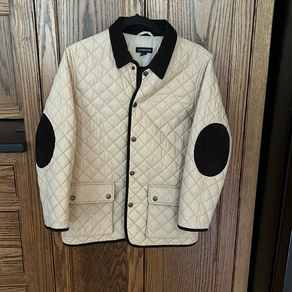 Lands' End Jackets & Blazers - Lands End Lightweight Quilted Equestrian Chore Coat Jacket Cream Snaps Large